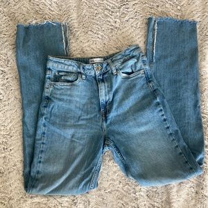 Zara High Rise Slim Flared Jean - split hem